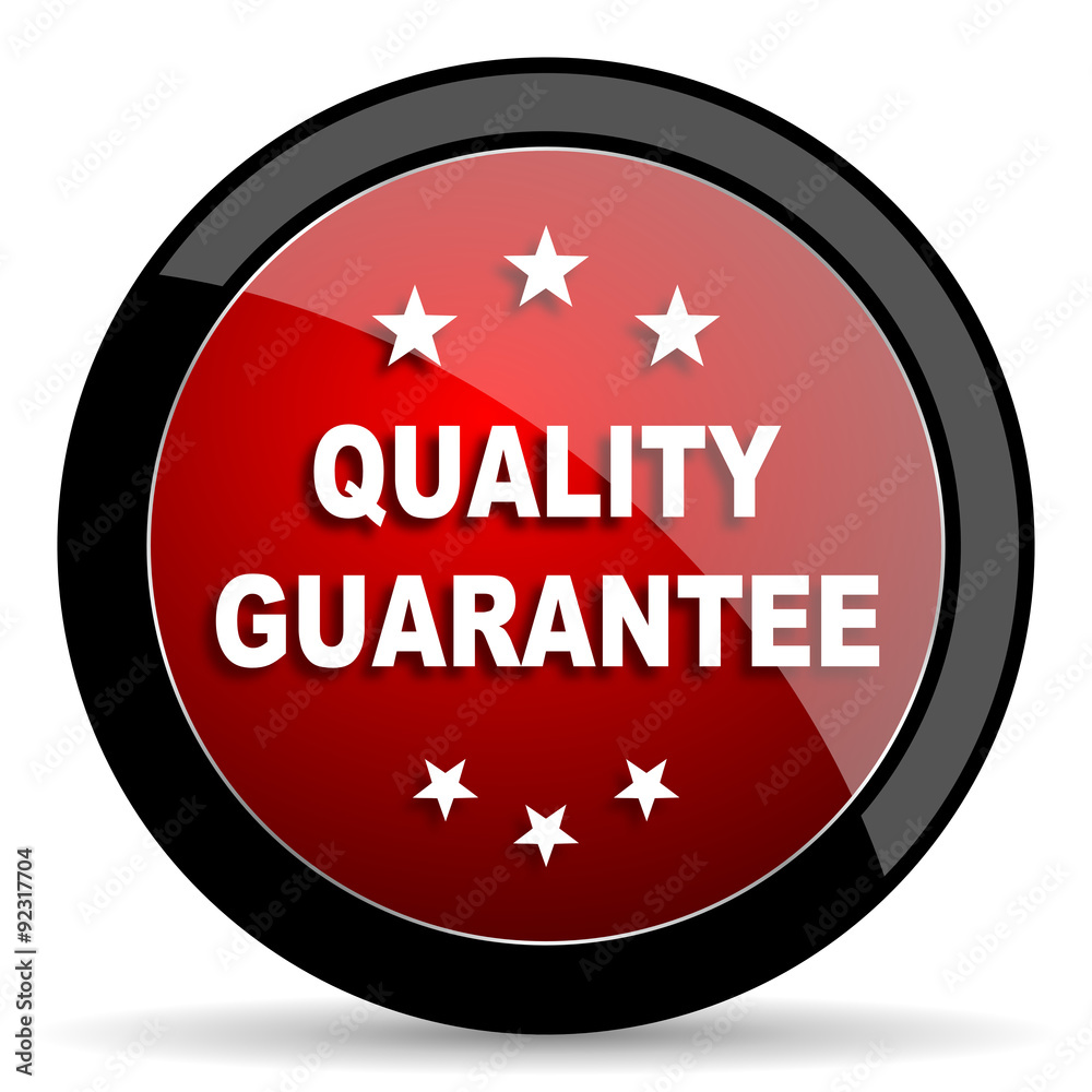 quality guarantee red circle glossy web icon on white background - set440 quality guarantee red circle glossy web icon on white background - set440