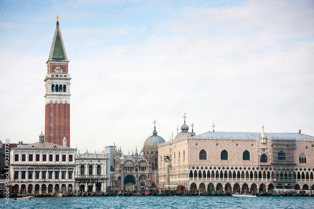 Doge's Palace and St Mark's Campanile in Venice, Italy, Europe