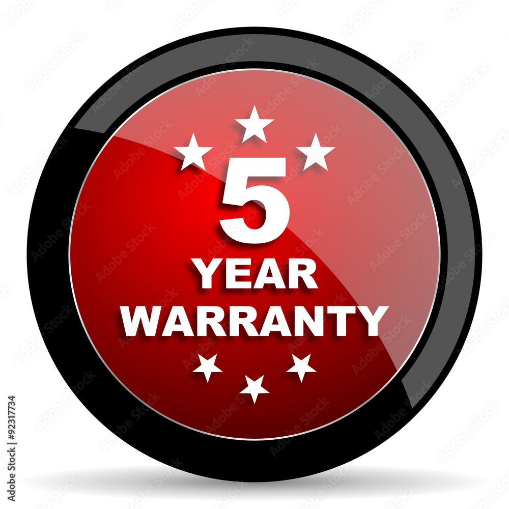 warranty guarantee 5 year red circle glossy web icon on white background - set440 warranty guarantee 5 year red circle glossy web icon on white background - set440
