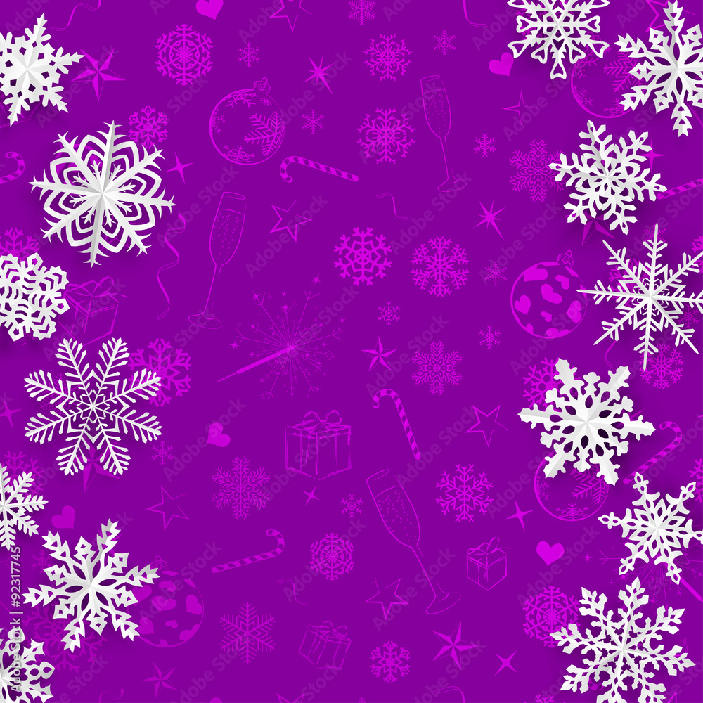 Christmas background with paper snowflakes