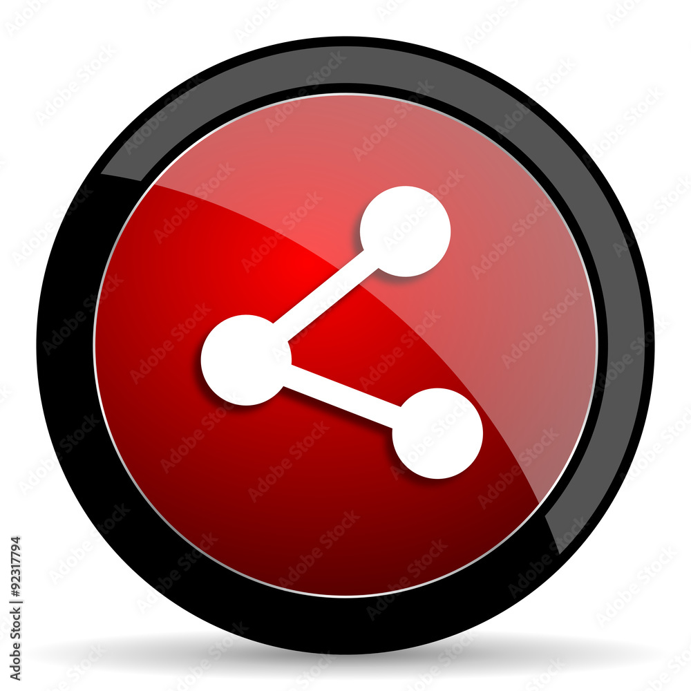 share red circle glossy web icon on white background - set440