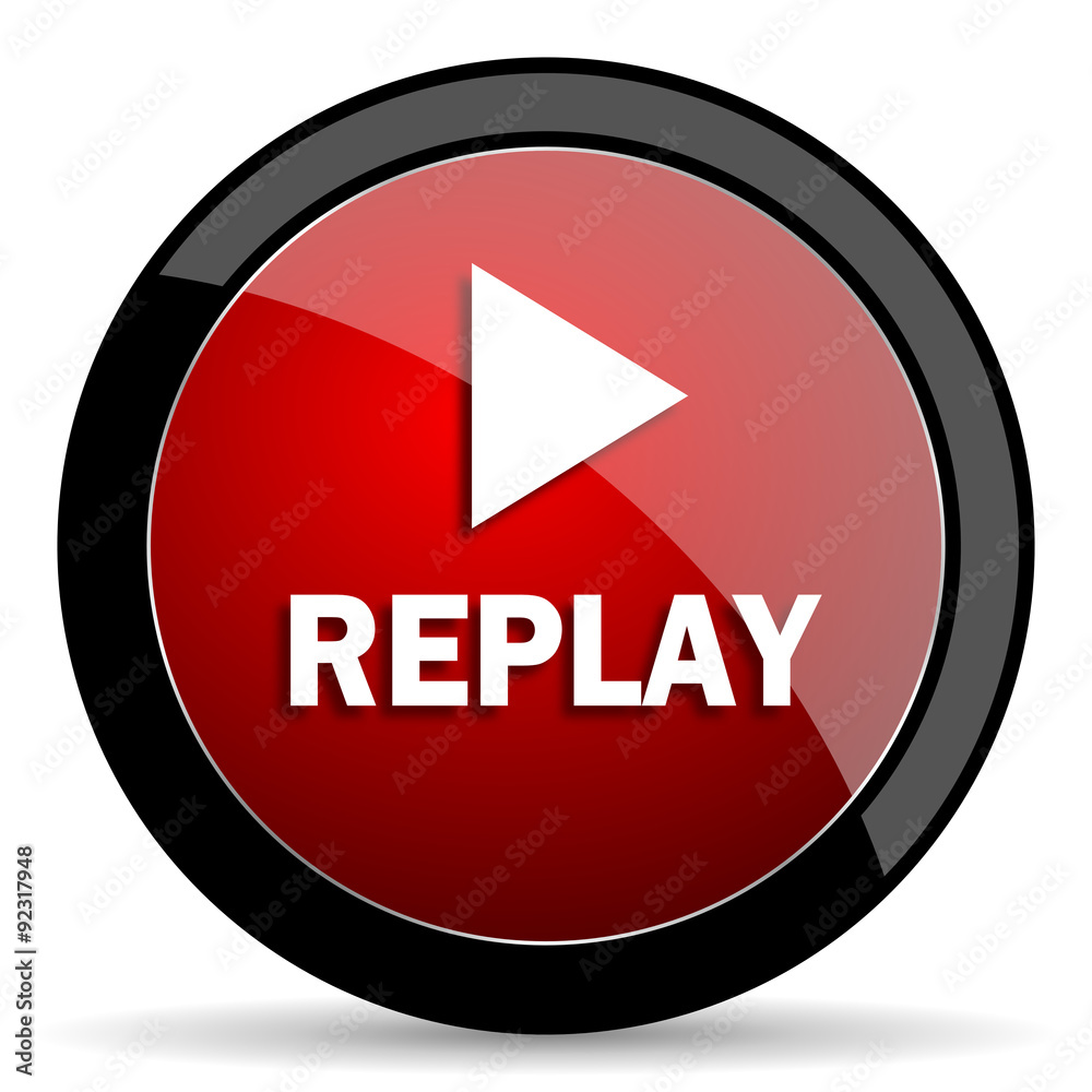 replay red circle glossy web icon on white background - set440 replay red circle glossy web icon on white background - set440