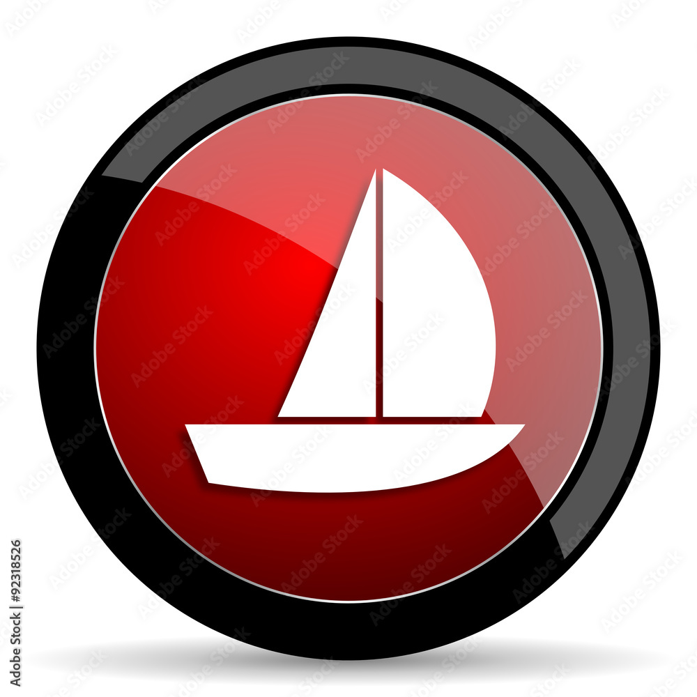 yacht red circle glossy web icon on white background - set440 yacht red circle glossy web icon on white background - set440