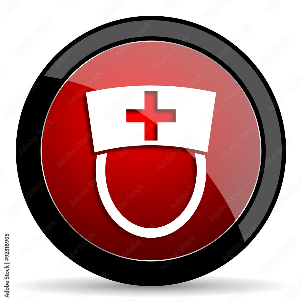 nurse red circle glossy web icon on white background - set440 nurse red circle glossy web icon on white background - set440
