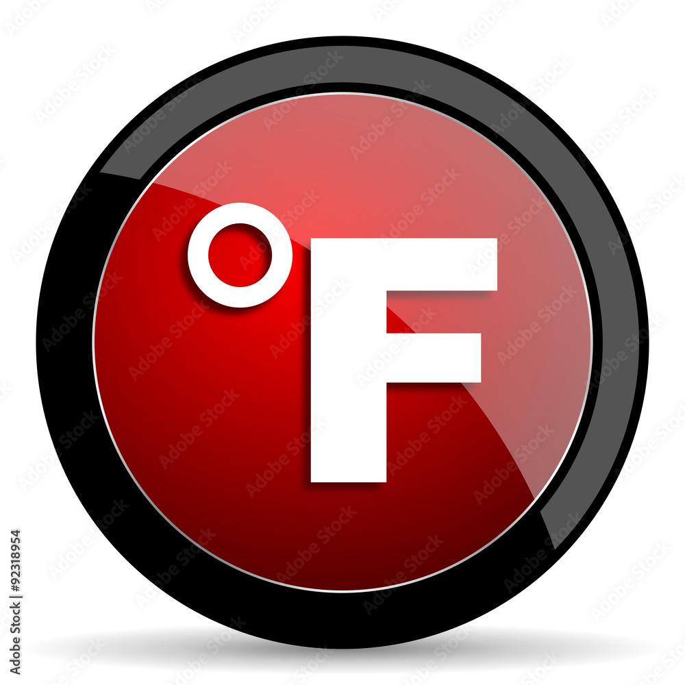 fahrenheit red circle glossy web icon on white background - set440 fahrenheit red circle glossy web icon on white background - set440