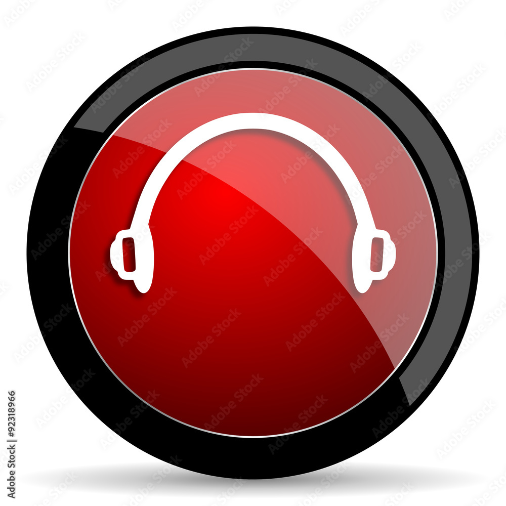 headphones red circle glossy web icon on white background - set440 headphones red circle glossy web icon on white background - set440