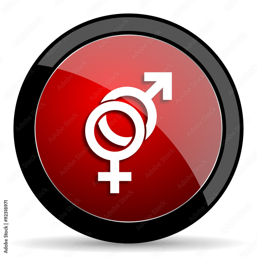 sex red circle glossy web icon on white background - set440