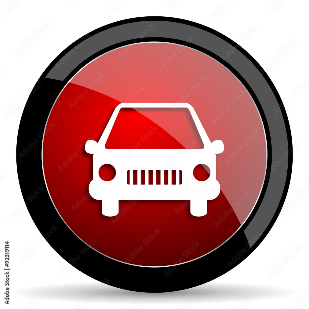 car red circle glossy web icon on white background - set440 car red circle glossy web icon on white background - set440