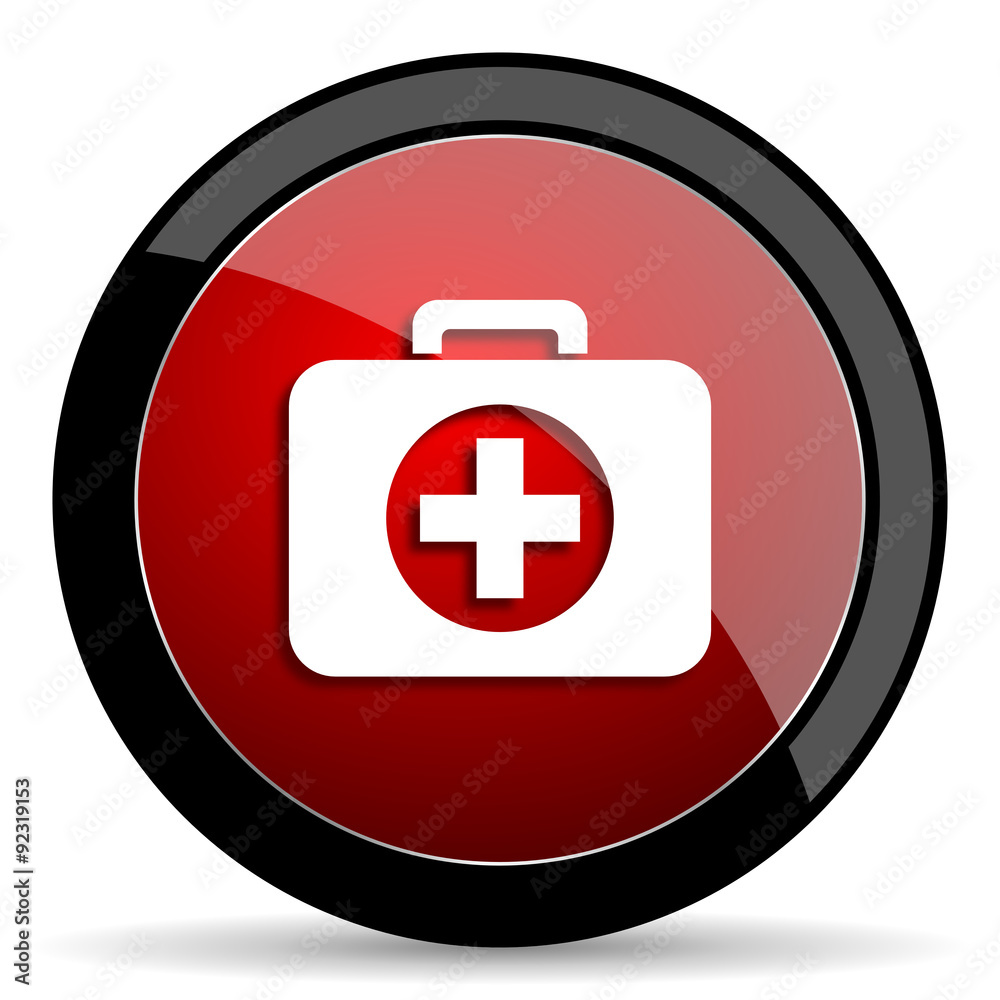 first aid red circle glossy web icon on white background - set440 first aid red circle glossy web icon on white background - set440