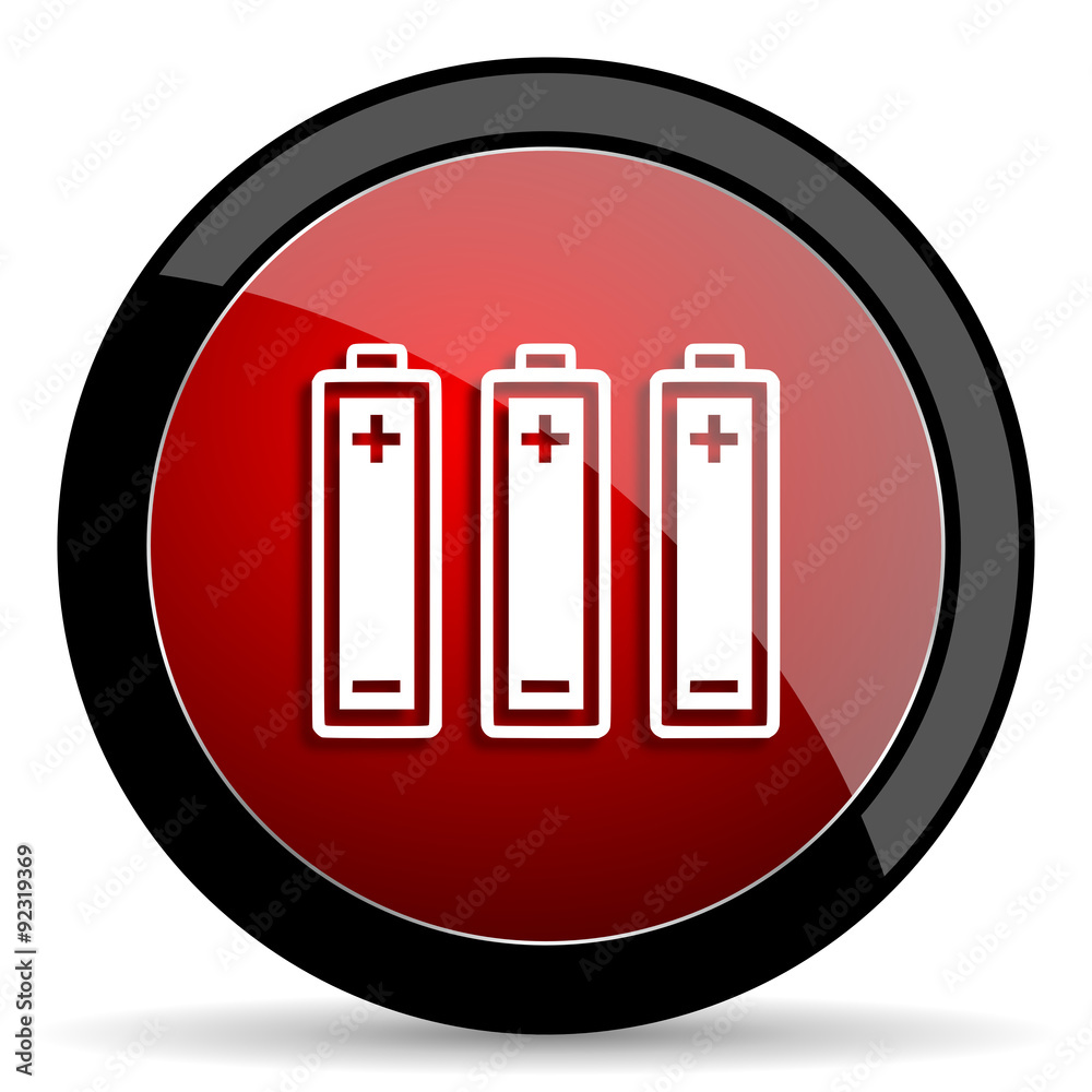 battery red circle glossy web icon on white background - set440 battery red circle glossy web icon on white background - set440