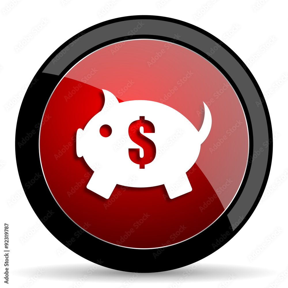 piggy bank red circle glossy web icon on white background - set440 piggy bank red circle glossy web icon on white background - set440