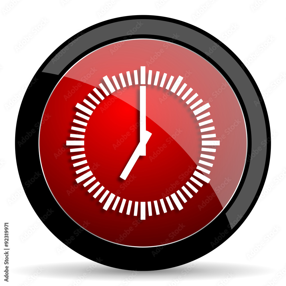 time red circle glossy web icon on white background - set440 time red circle glossy web icon on white background - set440