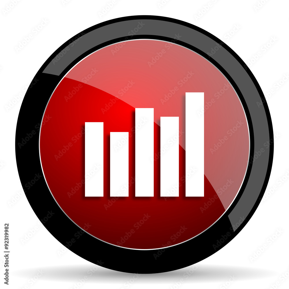 graph red circle glossy web icon on white background - set440