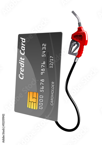Credit card with gas pump nozzle
