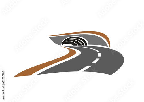 Mountain road tunnel abstract icon
