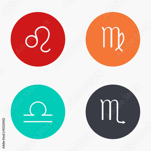 Vector modern sings of the zodiac colorful icons set