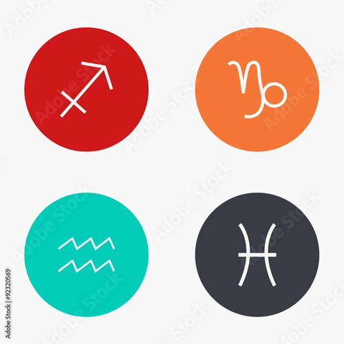 Vector modern sings of the zodiac colorful icons set