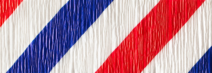 Red white and blue crepe paper background banner format