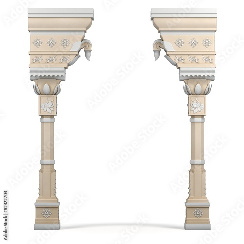 Indian Column Arc. 3d rendering.