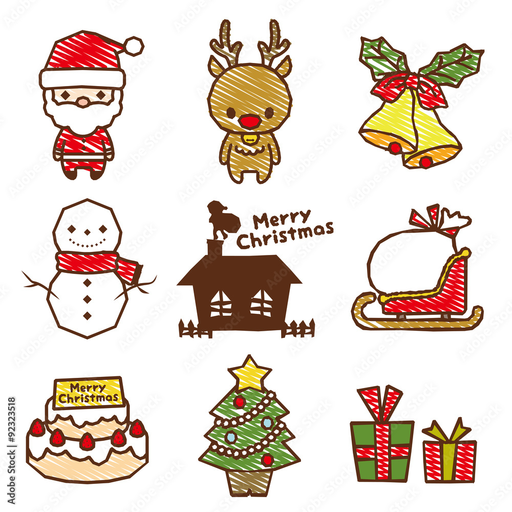Fototapeta premium クリスマスセット 落書き風
