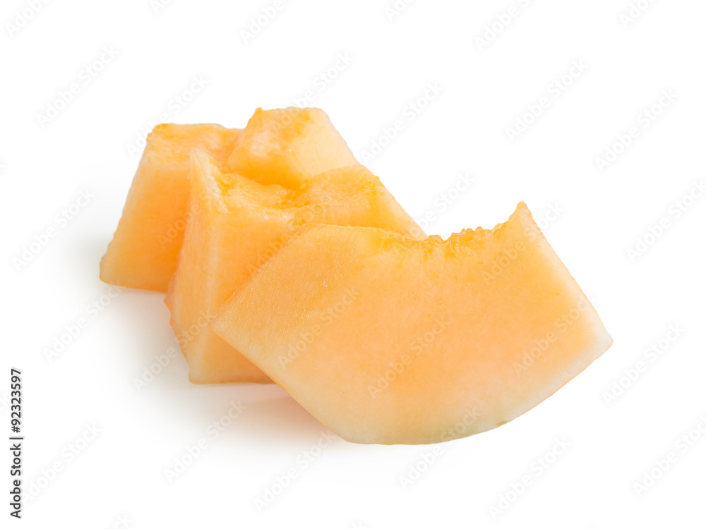 Cut cantaloupe on white background Cut cantaloupe on white background