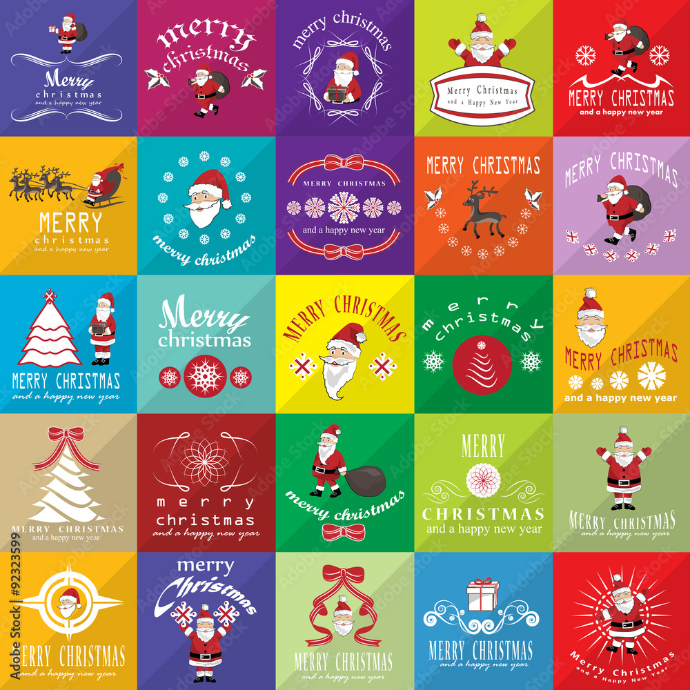Christmas Icons And Elements Set - Isolated On Background    