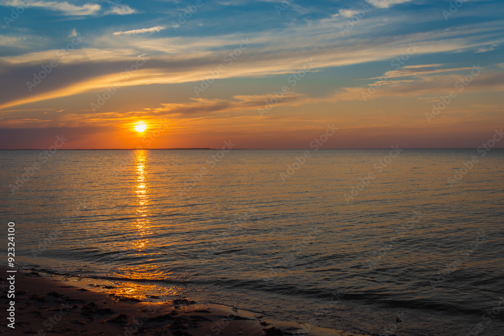 Ocean beach at sunset