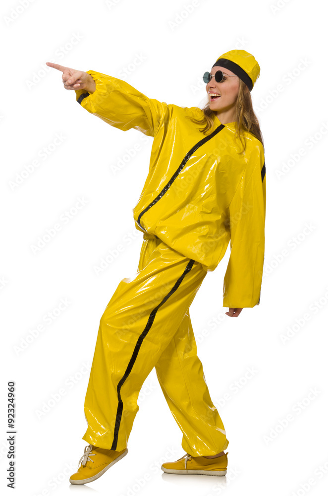 Woman in yellow suit isolated on white Woman in yellow suit isolated on white