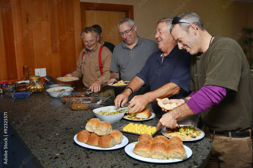 smorgasbord lunch during the pheasant hunt