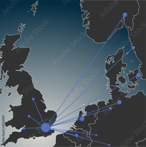 London-centered europe map 