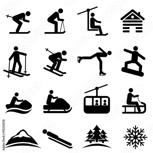 Ski, snow and winter icons