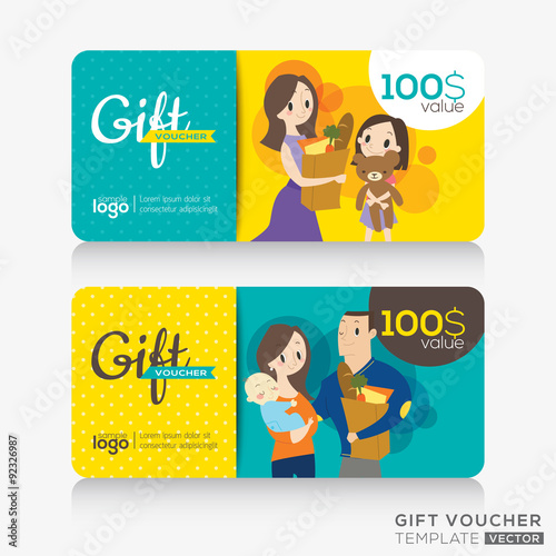 supermarket coupon voucher or gift card design template