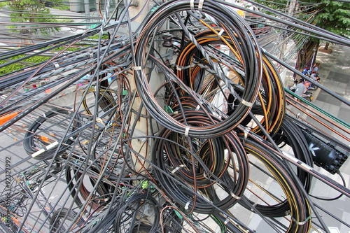 tangle, chaos, messy of electric cable