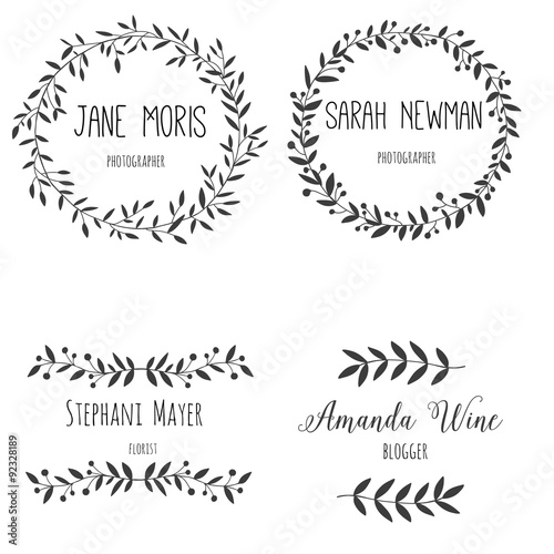 Set hand drawn logo. Nature design allements