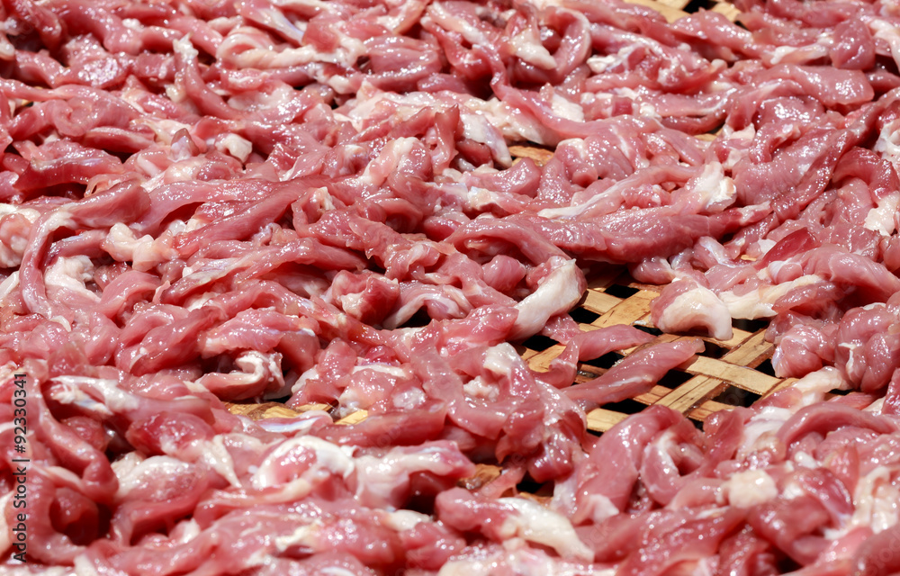 Selective focus fresh meat dried in basket. Selective focus fresh meat dried in basket.