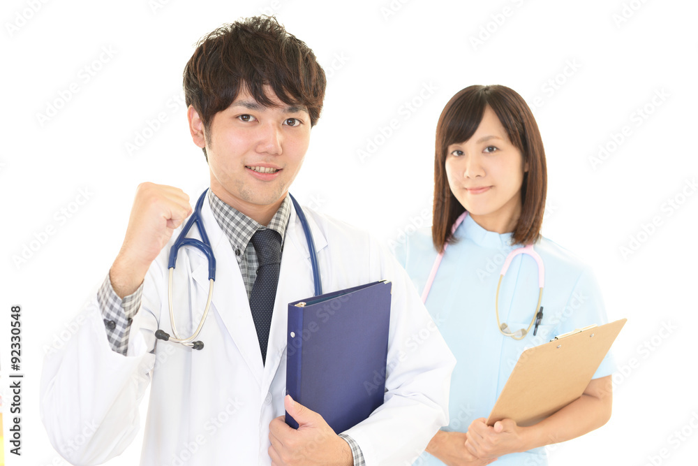 笑顔の医師と看護師 笑顔の医師と看護師