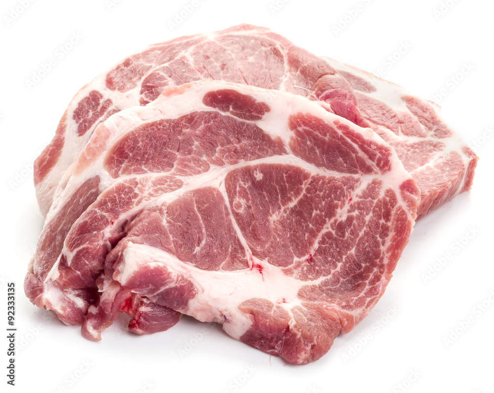 Raw pork meet slices.