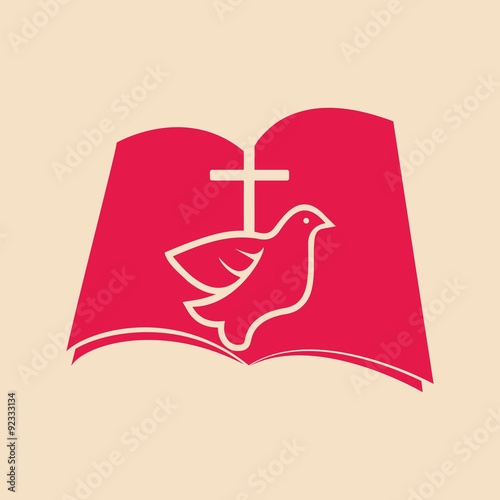 Open Bible, dove, cross, holy spirit, Bible, pages