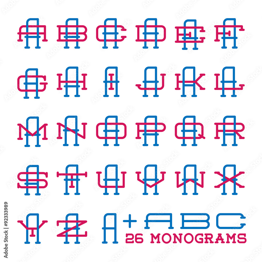 College sport team logo set. Two letters monogram template College sport team logo set. Two letters monogram template