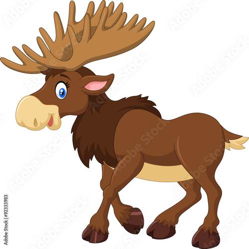 Cartoon happy moose with big horns © tigatelu