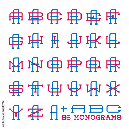 College sport team logo set. Two letters monogram template