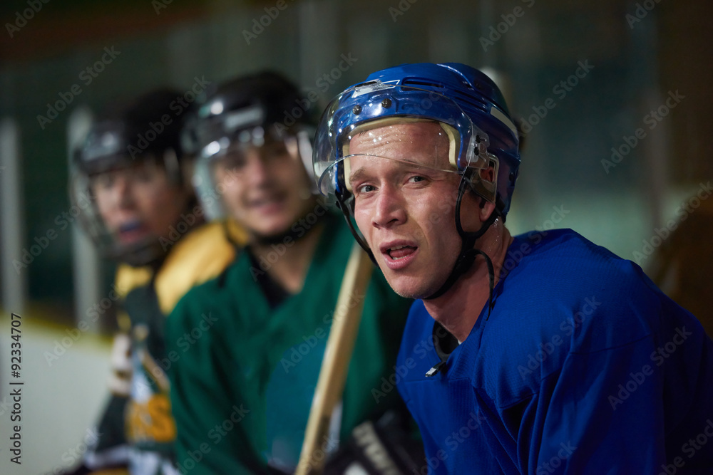 ice hockey players on bench ice hockey players on bench