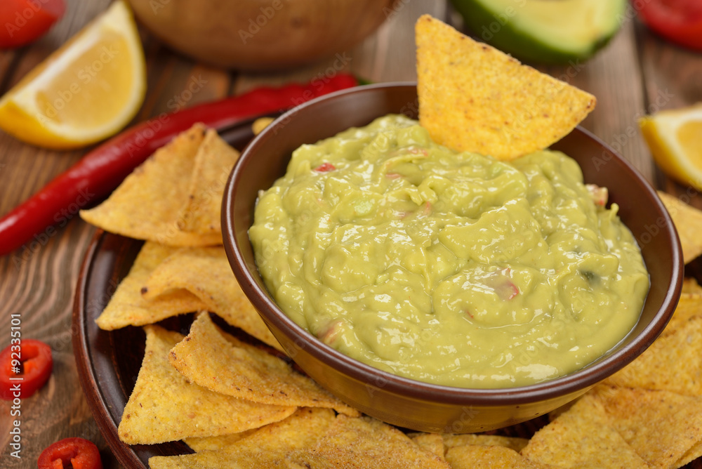 Guacamole with corn nachos Guacamole with corn nachos