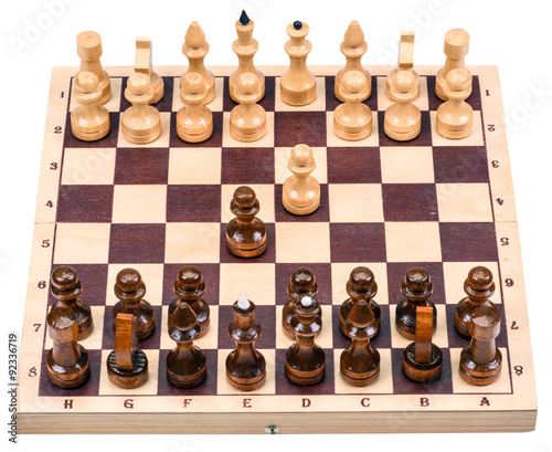 chess with a chess board isolated on a white background