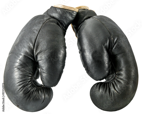 old boxing gloves isolated on a white background
