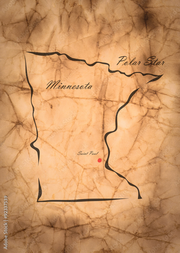 Map Minnesota of America on the old faded paper