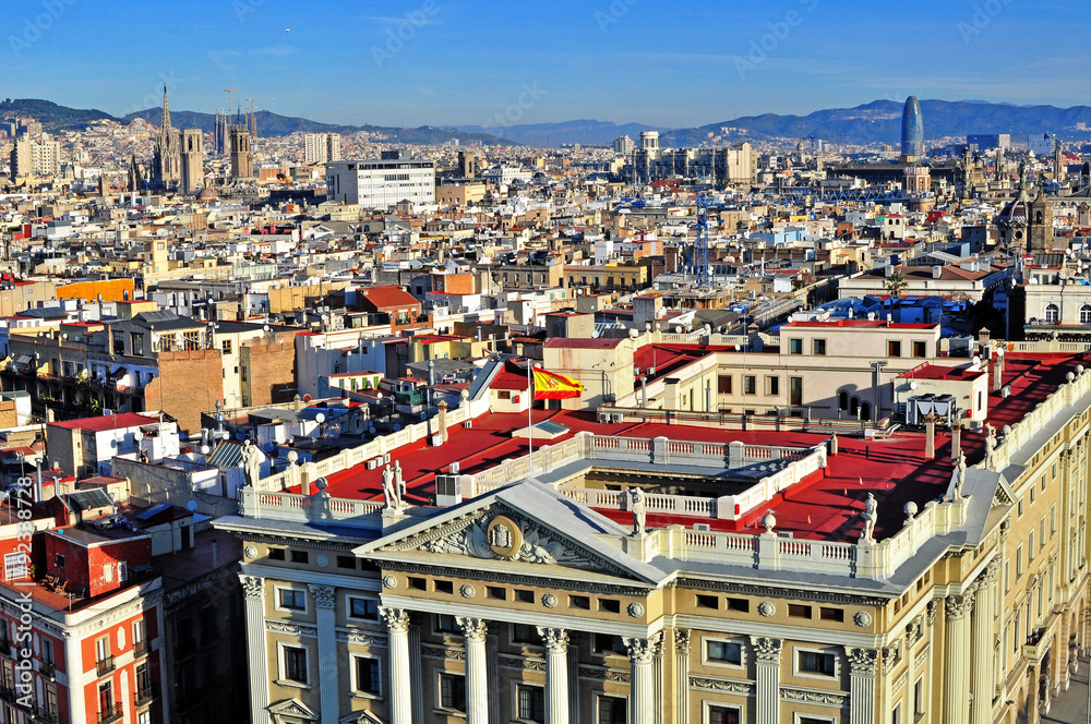 Top view of Barcelona city centre
