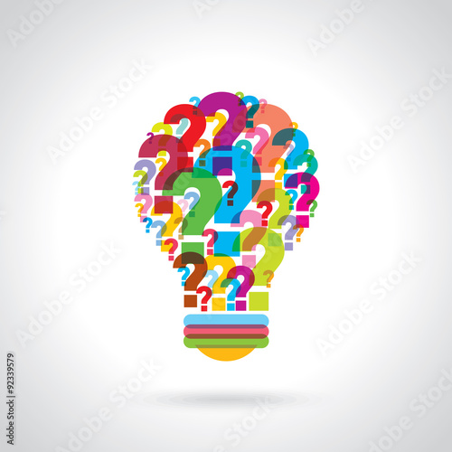 colorful query mark light bulb
