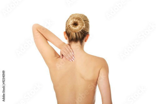Canvastavla Young woman with nape ache.