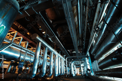 Industrial zone, Steel pipelines, valves and ladders